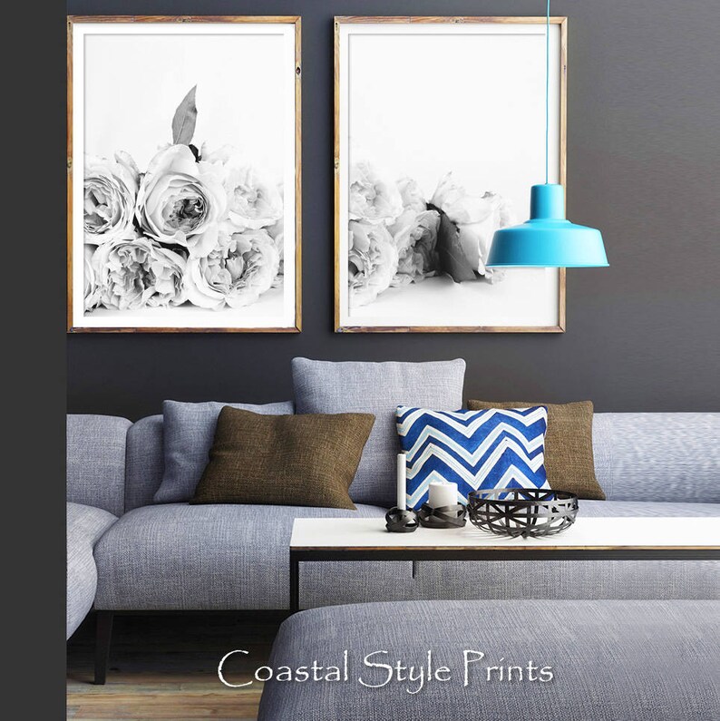 Set Of 2 Roses Black and White Print, Floral Photography, Peony Wall Art, Flowers, Designer Wall Art, Flower Print, Wall Decor, Floral Print image 3