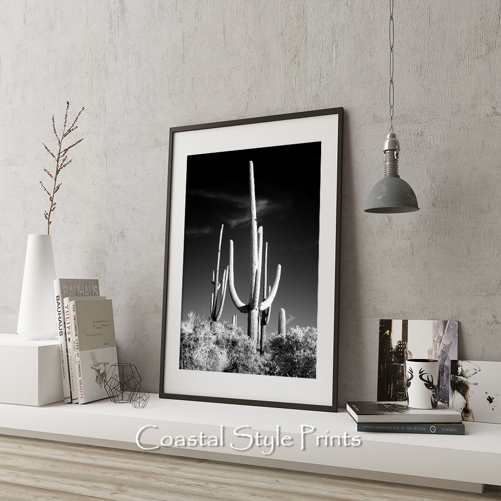 Saguaro Cactus Print, Black and White Print, Desert Wall Decor ...