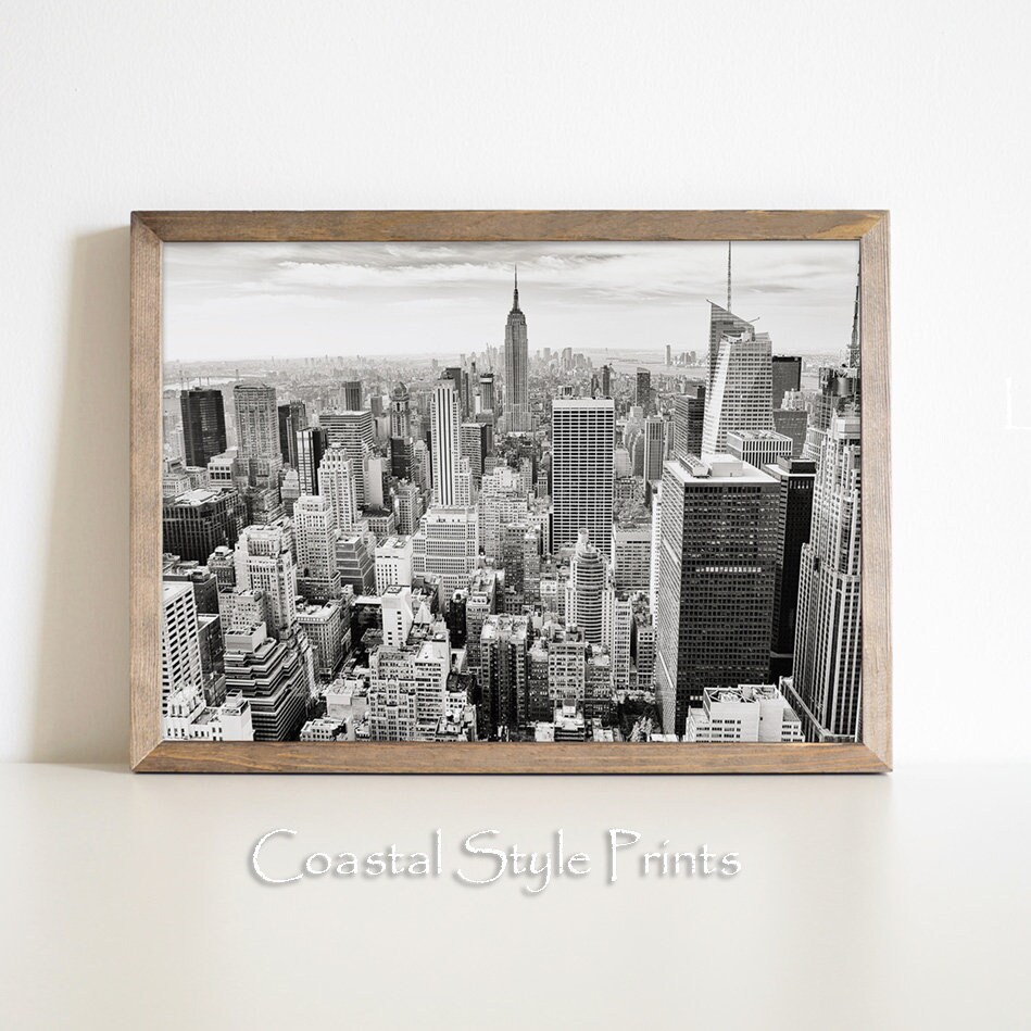 Panorama Wall Art New York Skyline Vintage Photography, Black and White ...