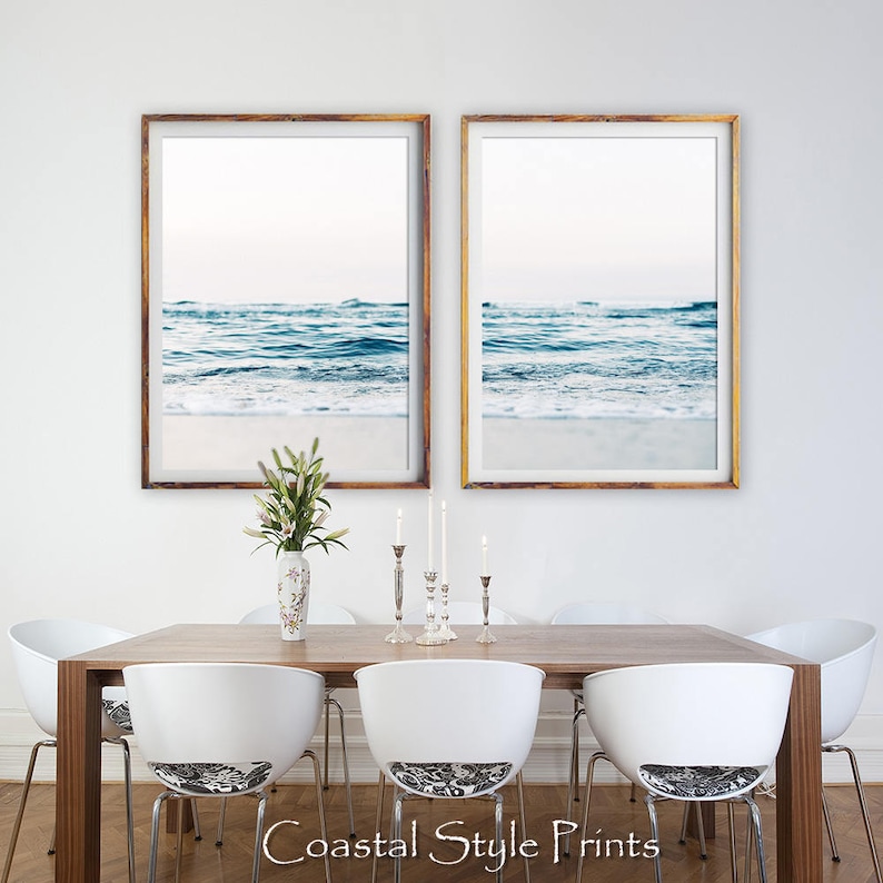 Beach Photography Coastal Print Set of 2 Ocean Print, Ocean Art, Beach Decor,Beach Wall Art,Sea Prints,Modern Wall Art, Printable Home Decor image 2