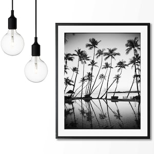 Monochrome Photography, Palm Trees Print, Tropical Print, Ocean Print, Palm Decor, Coastal Art, Beach Wall Art, B & W, Beach Print, 120 image 2