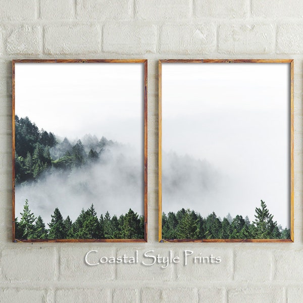 Set Of 2 Forest Prints,Green Forest Printable,Forest Print,Forest Wall Art,Nature Print,Set of 2 Landscape Art,Wilderness Wall Decor