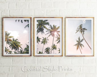 California Dreaming Prints, Tropical Print, Palm Trees Wall Art, 3 Piece Print Set Coastal Wall Decor Palm Trees Print Set, Coastal Prints
