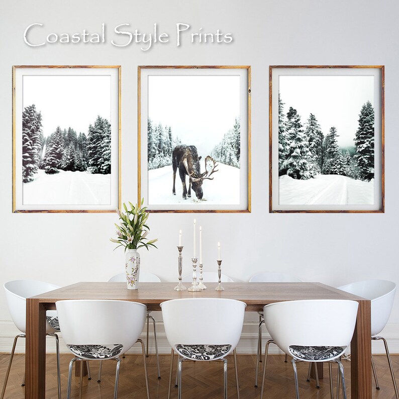 Winter Decor Christmas Gift Winter Wall Art Set Of 3 Etsy