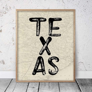 Affiche du TEXAS, art mural du Texas, carte du Texas vintage, carte des tons neutres du Texas impression, téléchargement numérique beige art art occidental imprimable # 411