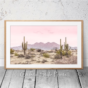 Rosa Wüste Wandbild, Wüste Fotografie Kunst, Wüste Foto, Kaktus Drucke Wand-Dekor, Rockabilly Poster, Arizona Poster, Wüstenlandschaft