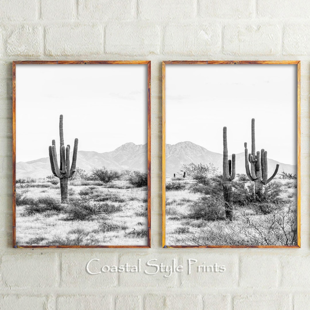 Black and White Prints Desert Wall Art Set of 2 Prints Etsy