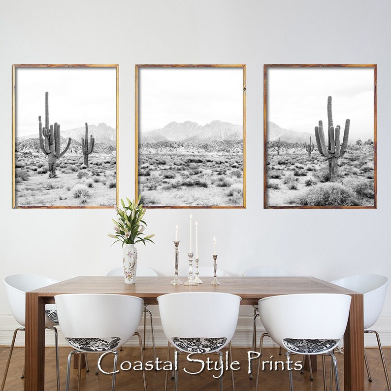 Black and White Desert Decor Printable Wall Art Set of 3 BW Etsy
