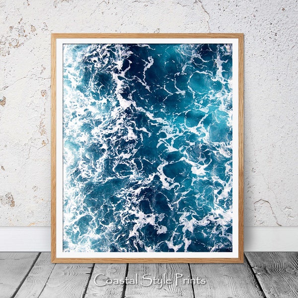 Ocean Waves, Sea Print, Ocean Art Print, Digital Print, Ocean Photography, Ocean Print, Prints, Coastal Wall Decor,Blue Contempory,Beach Art