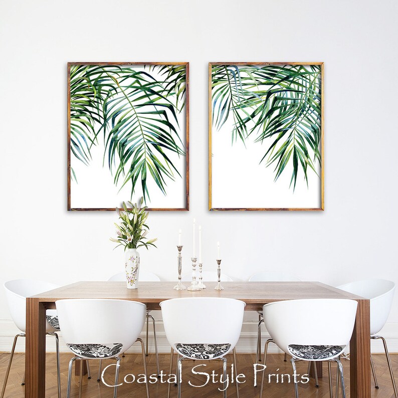set of 2 tropical printswall decortropical printleaf etsy