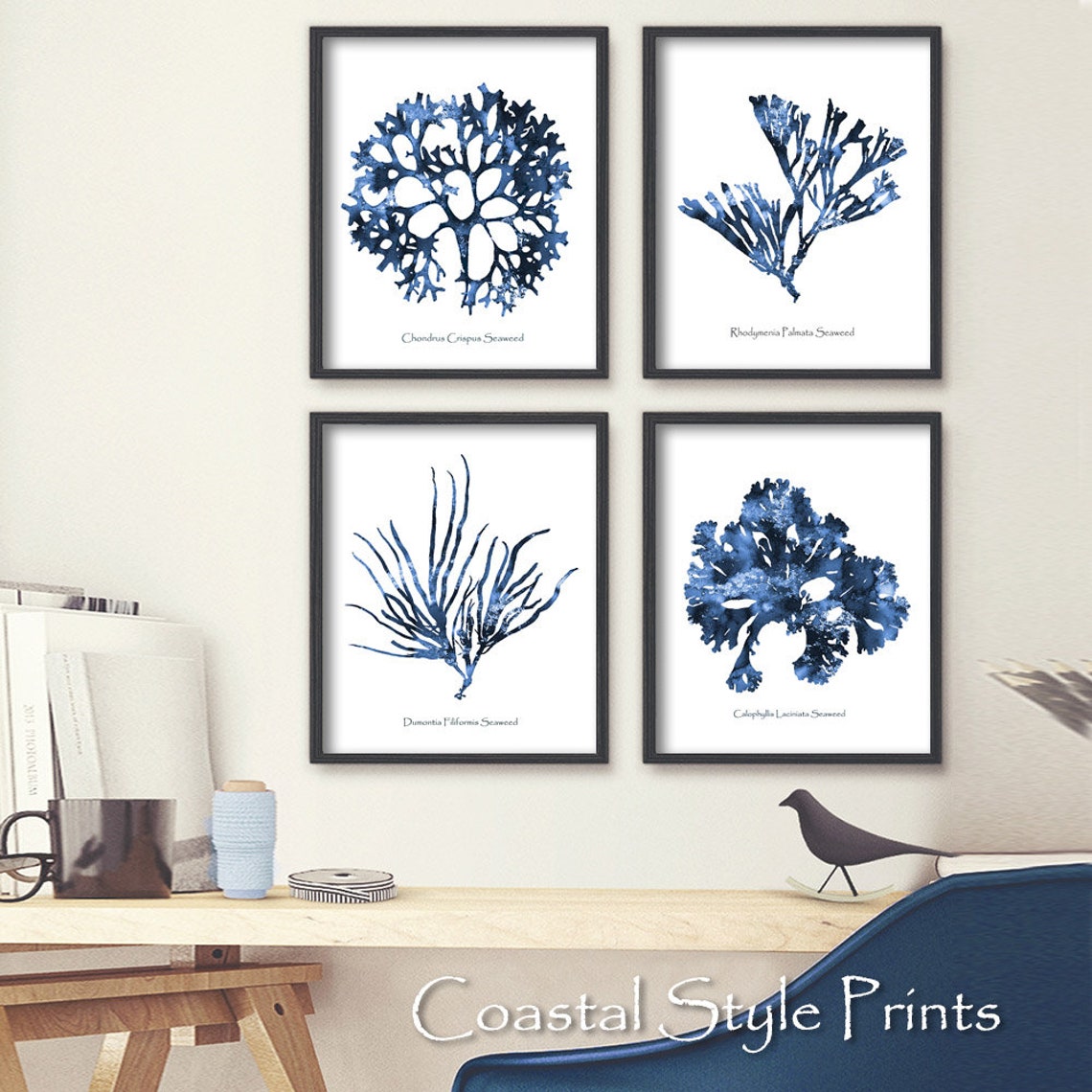 Hamptons Wall Art Set of 4 Prints Coral Print Sea Coral Etsy Australia