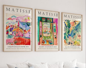 Matisse Print, Henri Matisse Print Set of 3, Colorful Wall Art, Mid Century Modern Art, Exhibition Poster, Printable Wall Art Large Wall Art