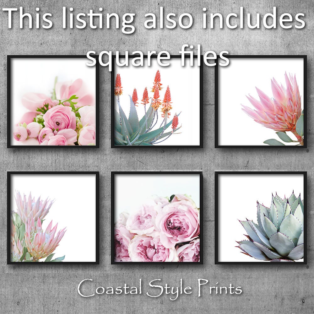 Botanical Gallery Wall Pastel Print Set of 6 Prints Wall Art Floral ...