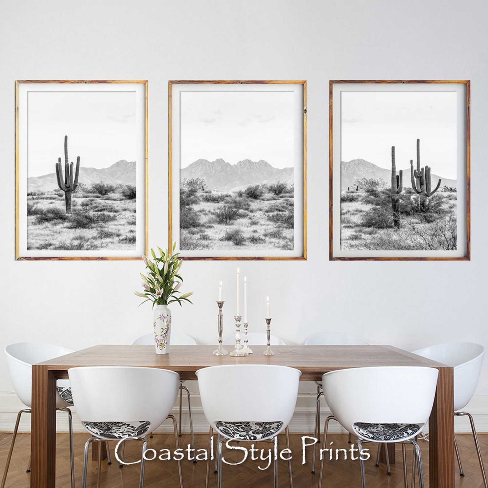 View of Black and White Desert Decor Printable Wall Art Set of 3 BW | Etsy