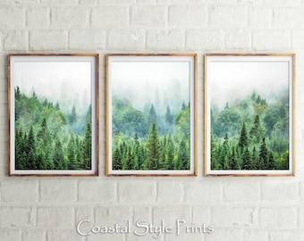 Forest Art Set, Forest Prints, Wilderness Print, Set Of 3 Art, 3 Piece Wall Art, Forest Wall Art, Printable Poster, Landscape Art Set