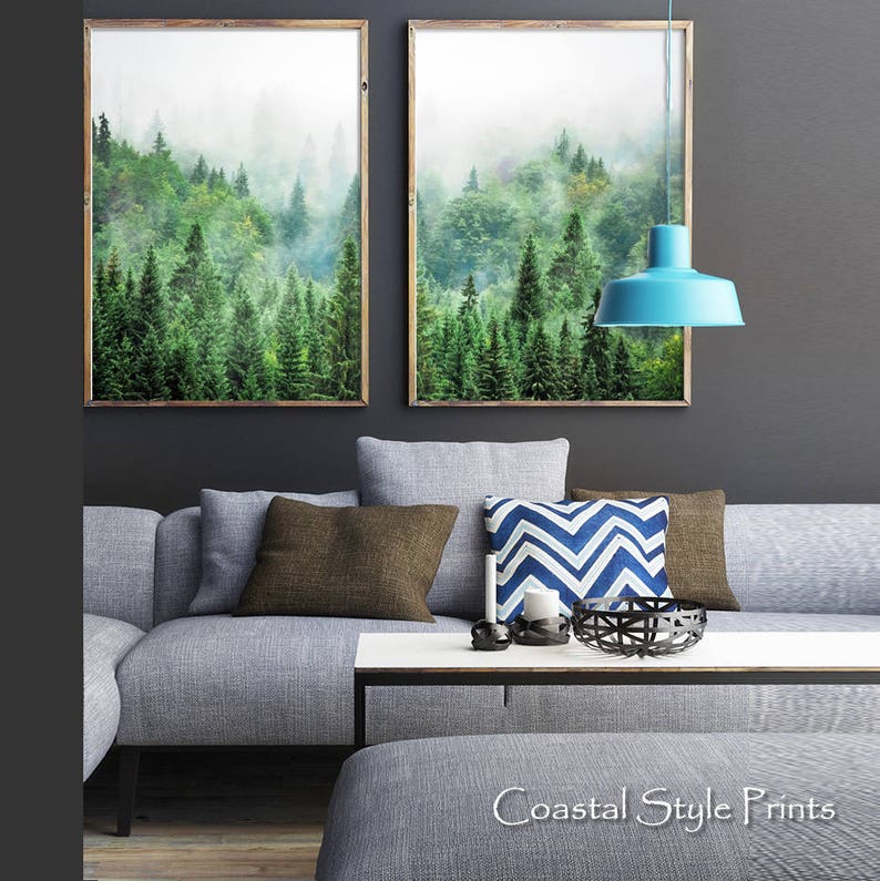 Set Of 2 Forest Prints, Scandinavian Wall Art, Forest Photography, Canadian, Forest Art Print Landscape Photography Print Green Forest Print image 4