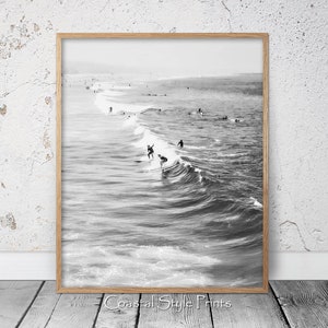 Black and White Surf Print, Ocean Waves Print, Beach Decor, Black and White Surfing Poster, Surfing Photography California Beach 323b image 1