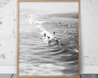 Black and White Surf Print, Ocean Waves Print, Beach Decor, Black and White Surfing Poster, Surfing Photography California Beach #323b