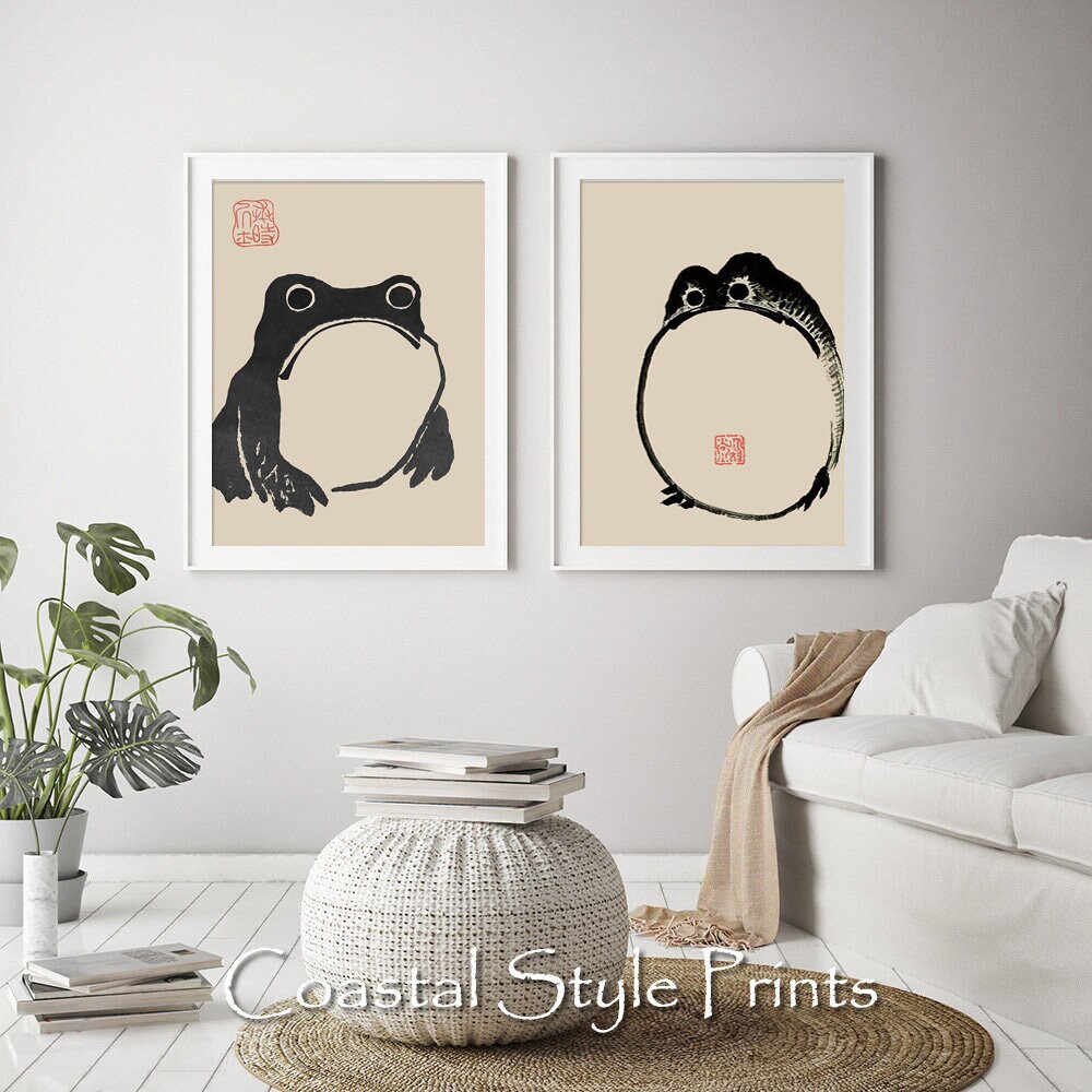Japanese Matsumoto Hoji Frog Print Set, Vintage Wall Art, Set of 2 ...