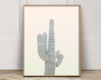 Stampa di cactus pastello, decorazione da parete del deserto, arte da parete boho, decorazione da parete di cactus, stampa di cactus retrò, cactus saguaro, arte da parete retrò, arte dell'Arizona