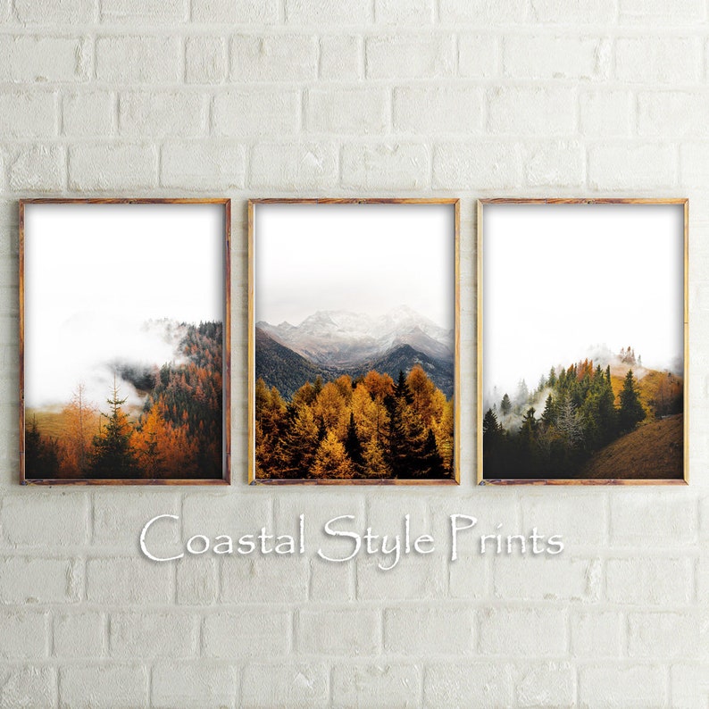 Nordic Forest Prints Forest Print Mountain Wall Art Set of Etsy
