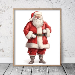 Printable Santa Clause Vintage Christmas Wall Art, Santa Print, Printable Christmas Oil Painting, Farmhouse Decor, Father Christmas #430