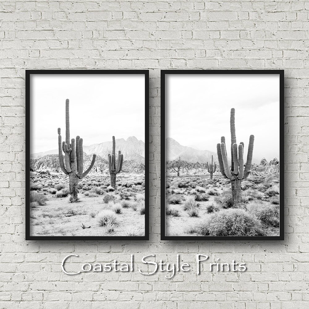 Black and White Prints Wall Art Set of 2 Prints Desert Etsy Australia