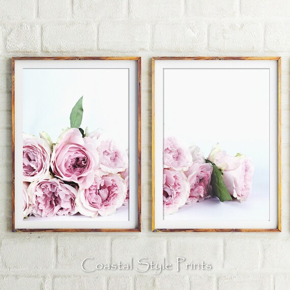Set Of 2 Floral Prints, Pink Peonies Print, Peony Wall Art, Floral Print, Peony Print, Diptych, Botanical Wall Art, Prints, Roses Wall Decor