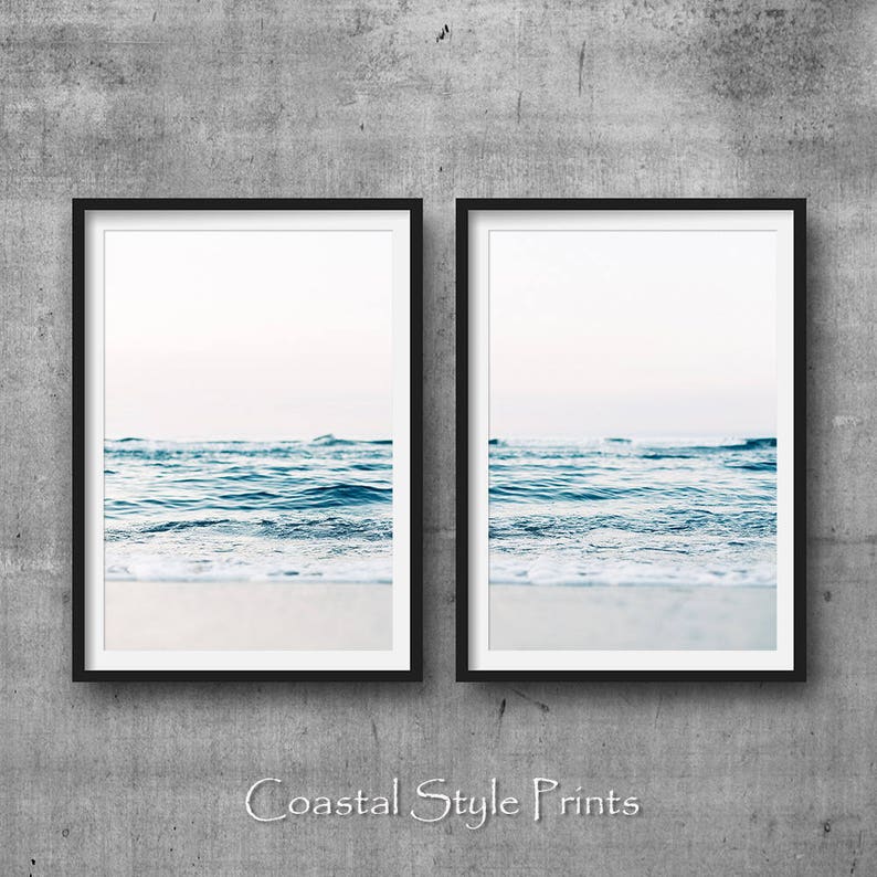 Beach Photography Coastal Print Set of 2 Ocean Print, Ocean Art, Beach Decor,Beach Wall Art,Sea Prints,Modern Wall Art, Printable Home Decor image 3