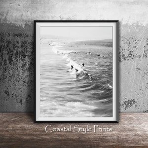 Black and White Surf Print, Ocean Waves Print, Beach Decor, Black and White Surfing Poster, Surfing Photography California Beach 323b image 3