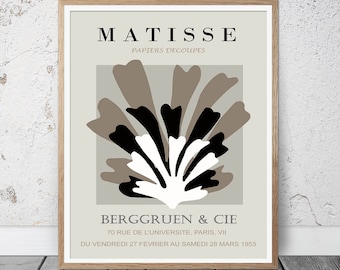 Neutral Henri Matisse Wall Art, Black beige Matisse Poster, Black and White Print, Modern Art Print Trendy Art Deco Print Abstract Aesthetic