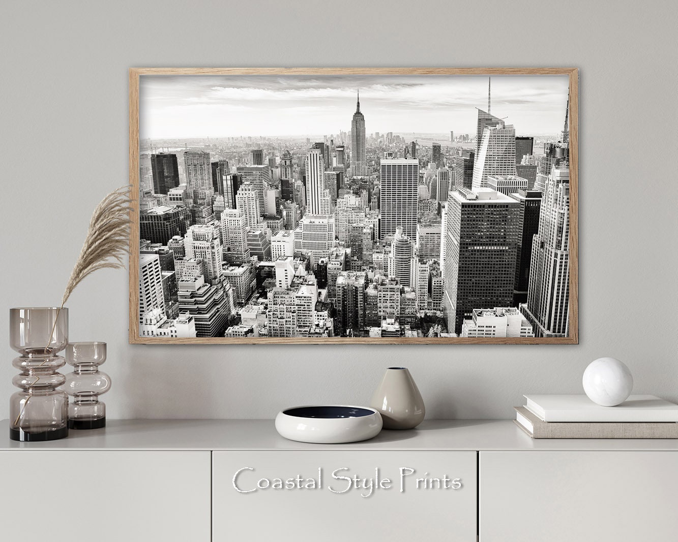 Panorama Wall Art New York Skyline Vintage Photography, Black and White ...