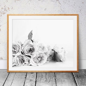 Black and White Floral Print, Roses Print, Botanical Wall Art, Gift For Her, Peonies Wall Art, Flowers Print, Peony Print, Roses Wall Decor