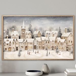 Christmas Frame TV Art, Christmas Samsung Frame TV Art, Scandi Christmas Art, Winter Frame TV Art, Scandinavian Village Tv Art 432 image 4