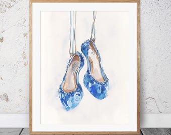 Ballet Slippers Trendy Dorm Room Decor, Preppy Poster, College Decor, Printable Coquette Decor, Gift for Girl, Trendy Blue Aesthetic #553