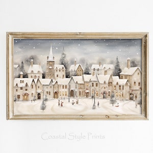 Christmas Frame TV Art, Christmas Samsung Frame TV Art, Scandi Christmas Art, Winter Frame TV Art, Scandinavian Village Tv Art 432 image 1