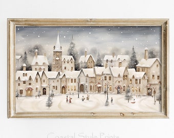 Christmas Frame TV Art, Christmas Samsung Frame TV Art, Scandi Christmas Art, Winter Frame TV Art, Scandinavian Village Tv Art #432