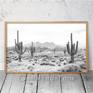 Desert Landscape, Arizona Photography, Prints Wall Art, Black White Art, Desert Decor, Saguaro Cactus Print, Desert Photography, Black White