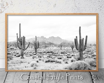 Arizona Desert  Photography, Prints Wall Art, Black White Art, Desert Decor, Saguaro Cactus Print, Desert Photography, Black White