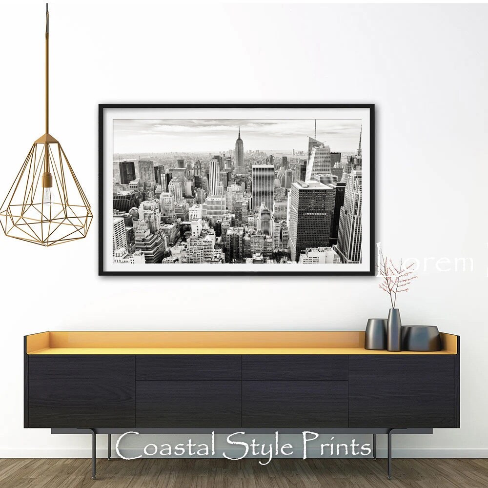 Panorama Wall Art New York Skyline Vintage Photography, Black and White ...