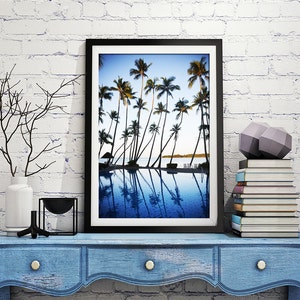 Palm Trees Print, Tropical Print, Ocean Print, Palm Print, Coastal Art, Blue Wall Art, Palm Photography, Vertical Print, Sea Blue Print, 121 image 5