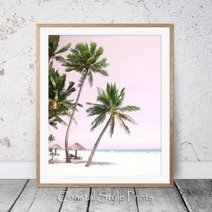 Palm Beach, Tropical Print, Palm Trees, Blush Pink Wall Decor, Australia, Beach Photography, Palm, Prints, Wall Art, Gift For Her, Tween