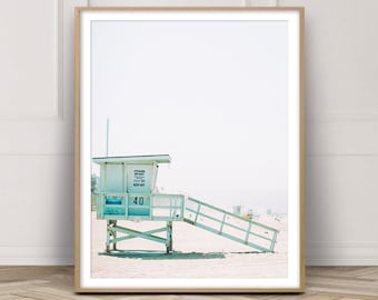 Lifeguard Tower Print, Beach Wall Decor,Printable Art, Wall Art,Aqua,Coastal Decor, Art Print,Australia,Pastel Beach Decor,Retro Poster