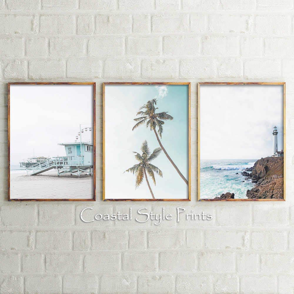 Coastal Print Setset of 3 Printsbeach Wall Artprint Etsy