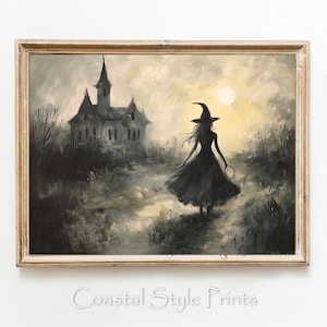 Halloween Wall Art, Witch Digital Print, Printable Halloween Decor, Vintage Witch Painting, Dark Academia Art, Gothic Digital Download #601