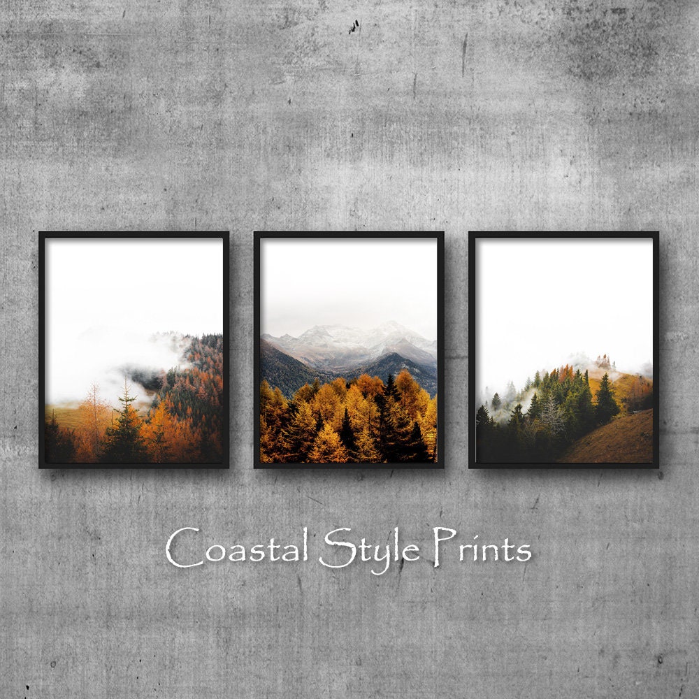 Nordic Forest Prints Forest Print Mountain Wall Art Set of - Etsy