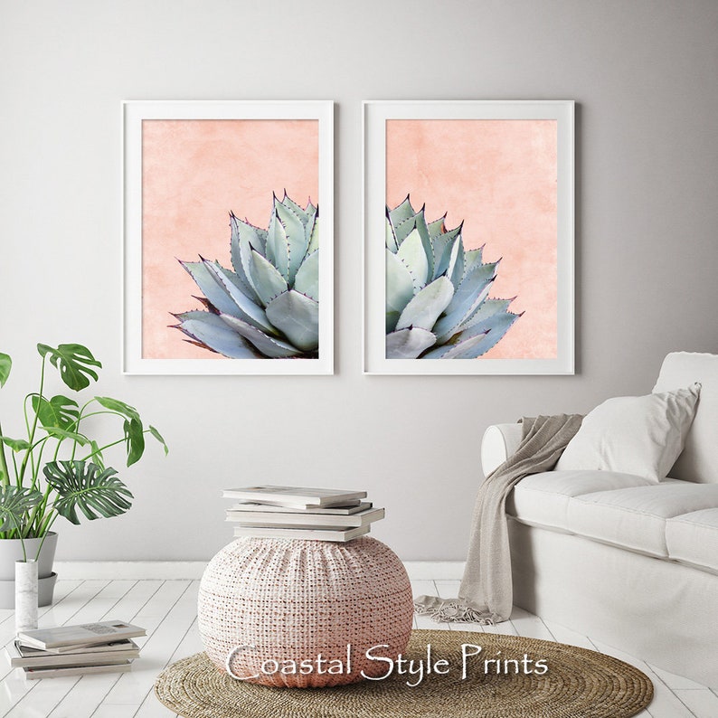 Blush Pink Cactus Prints, Desert Cactus Print, Printable Wall Art, Botanical Print, Cactus Wall Art, Modern Decor Print, Bathroom Wall Decor image 3