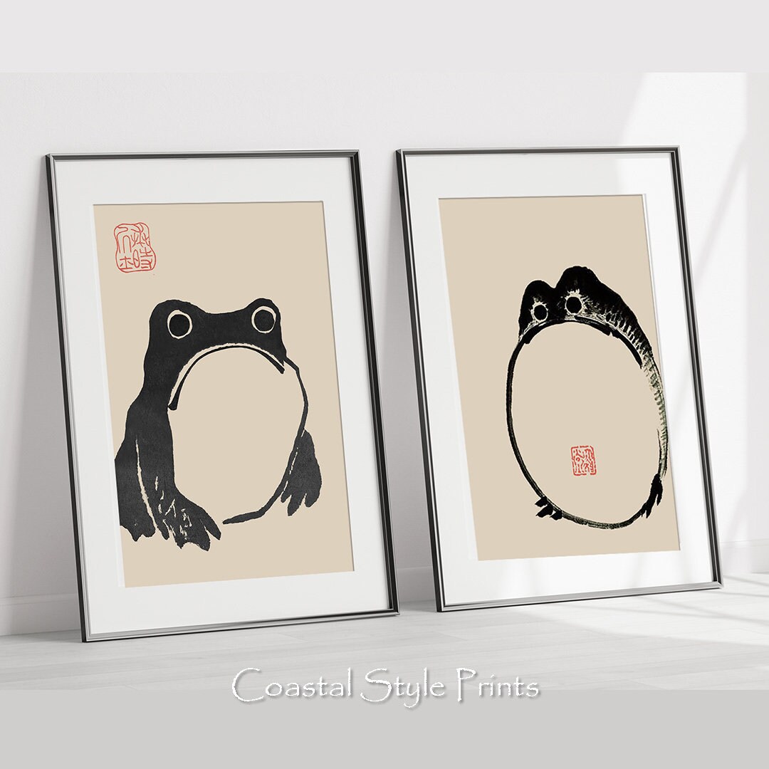 Japanese Matsumoto Hoji Frog Print Set, Vintage Wall Art, Set of 2 ...