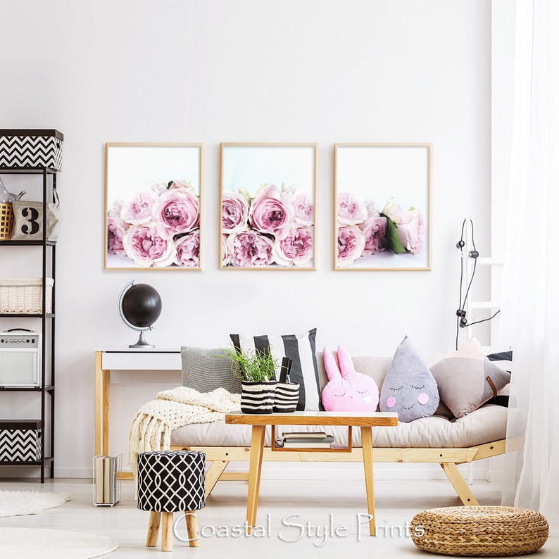 Peonies Print Set of 3, Floral Wall Art Decor,set of 3 Prints,peony ...