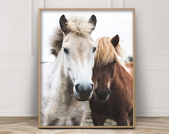 Horse Print, White and Brown Horses, Teen Girls Gift, Horse Photography, Printable Horse, Gift For Girl,Teen Print,Horse Art Prints,Pony Art